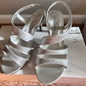 Silver kitten heels, size 8
